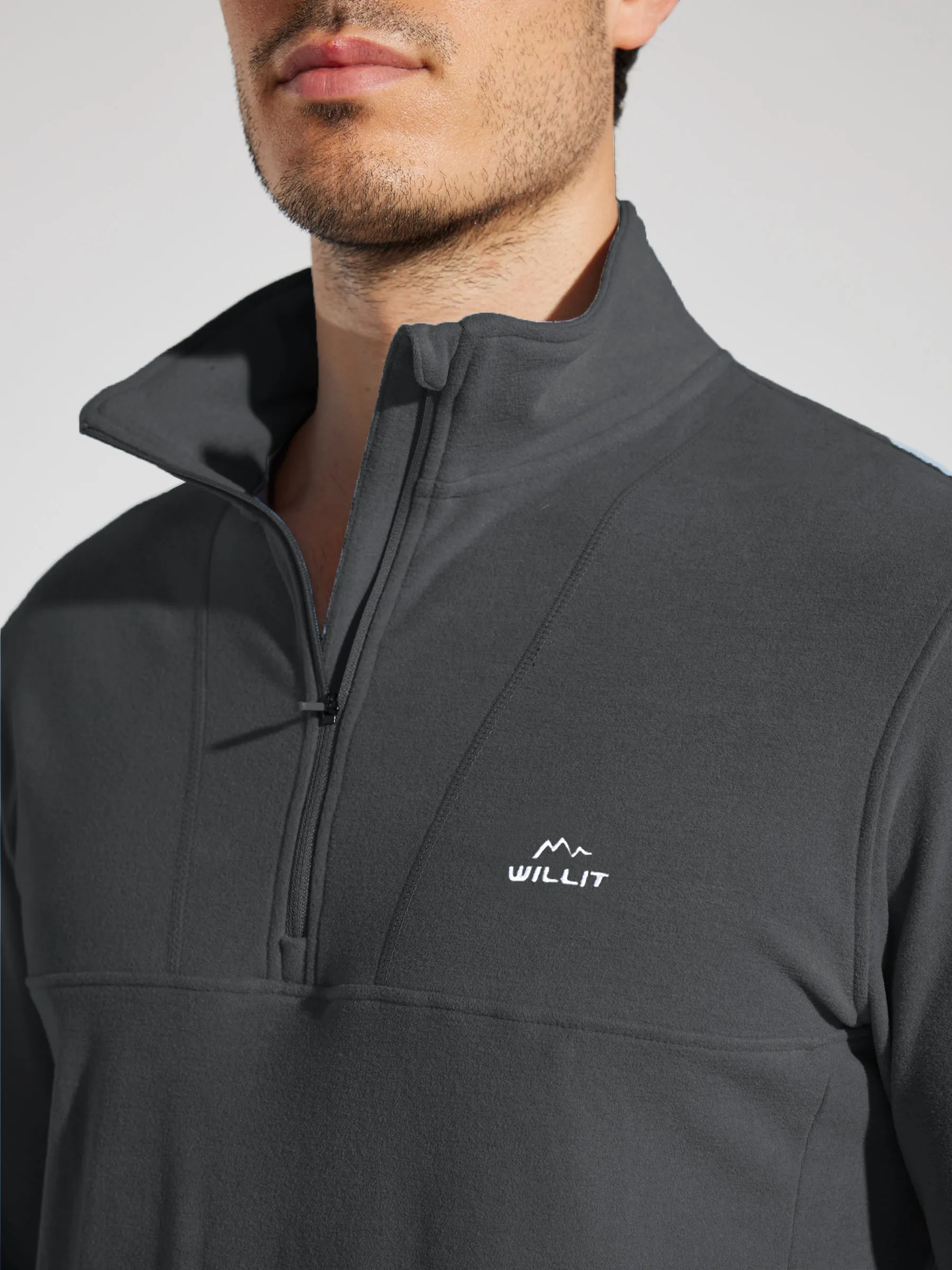Men's Fleece Pullover Quarter Zip with Pockets