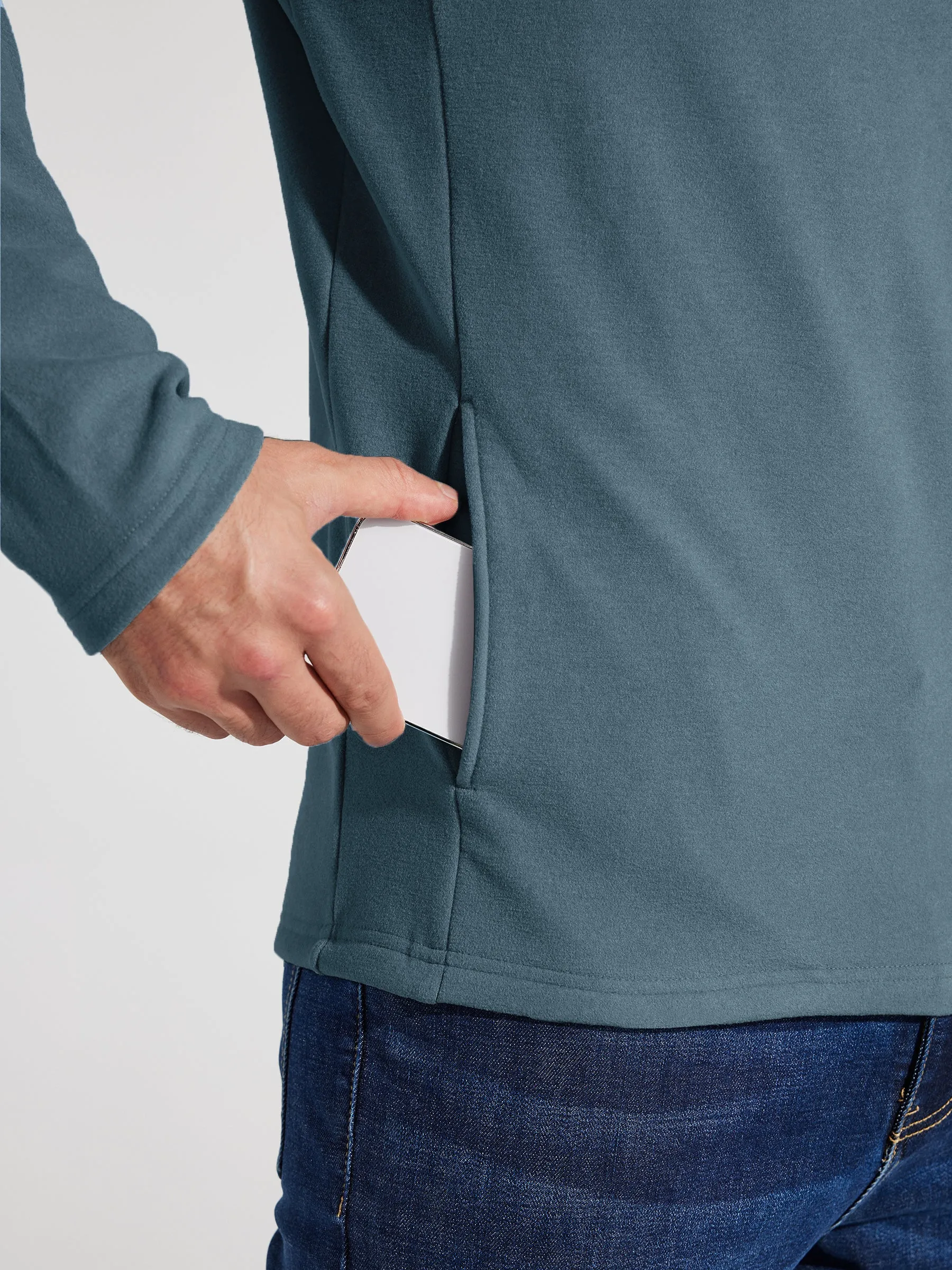 Men's Fleece Pullover Quarter Zip with Pockets