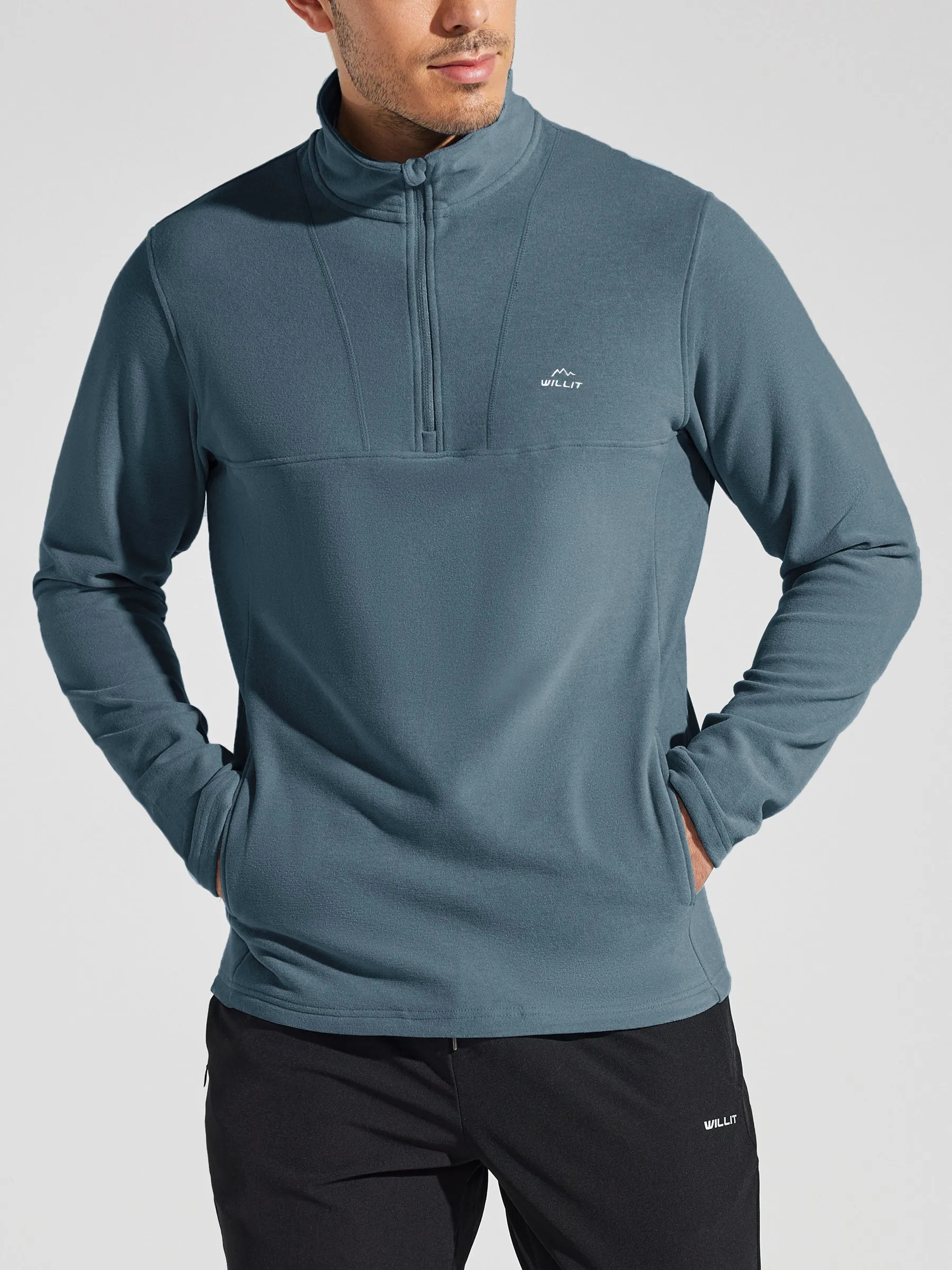 Men's Fleece Pullover Quarter Zip with Pockets