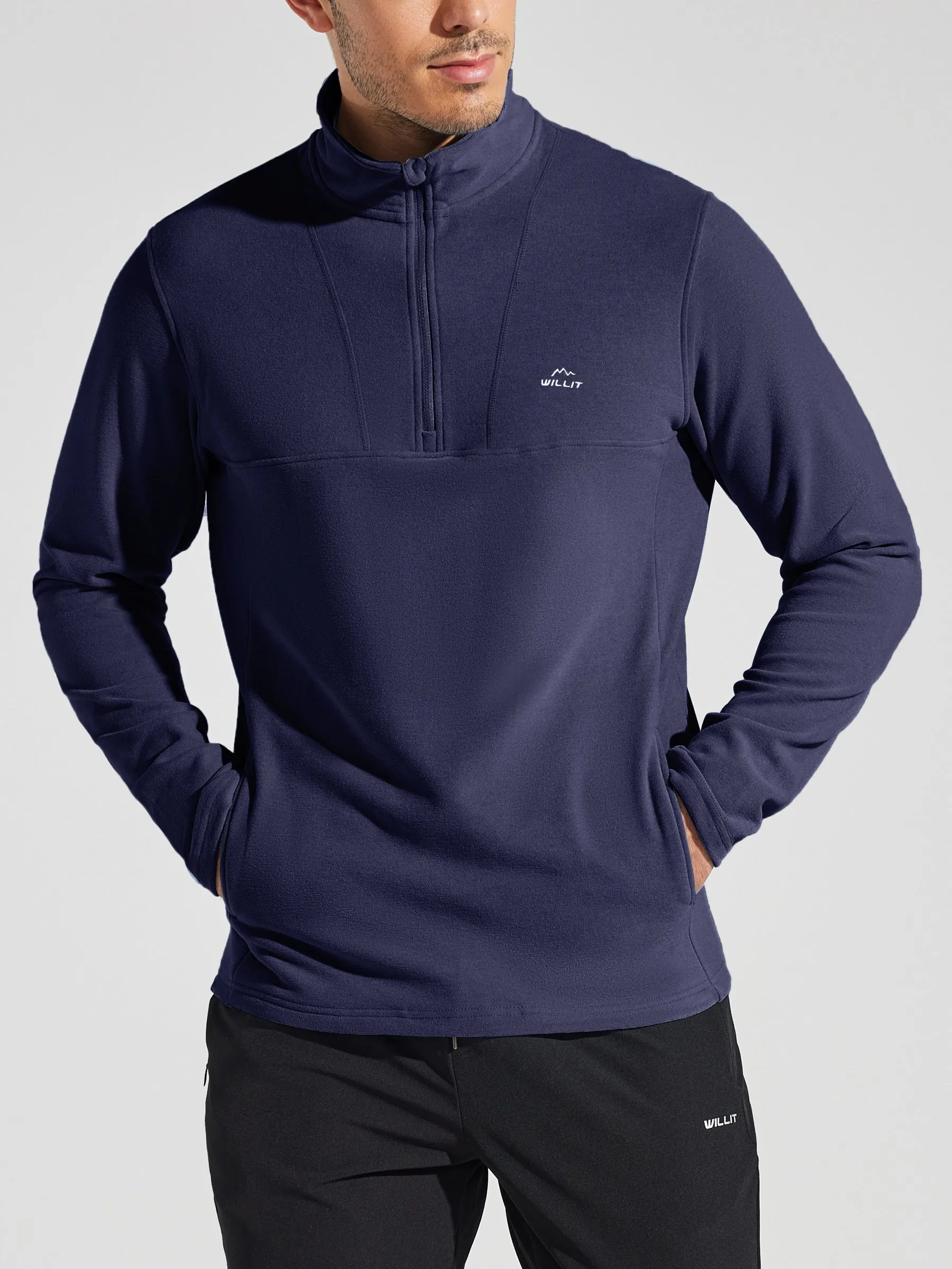 Men's Fleece Pullover Quarter Zip with Pockets