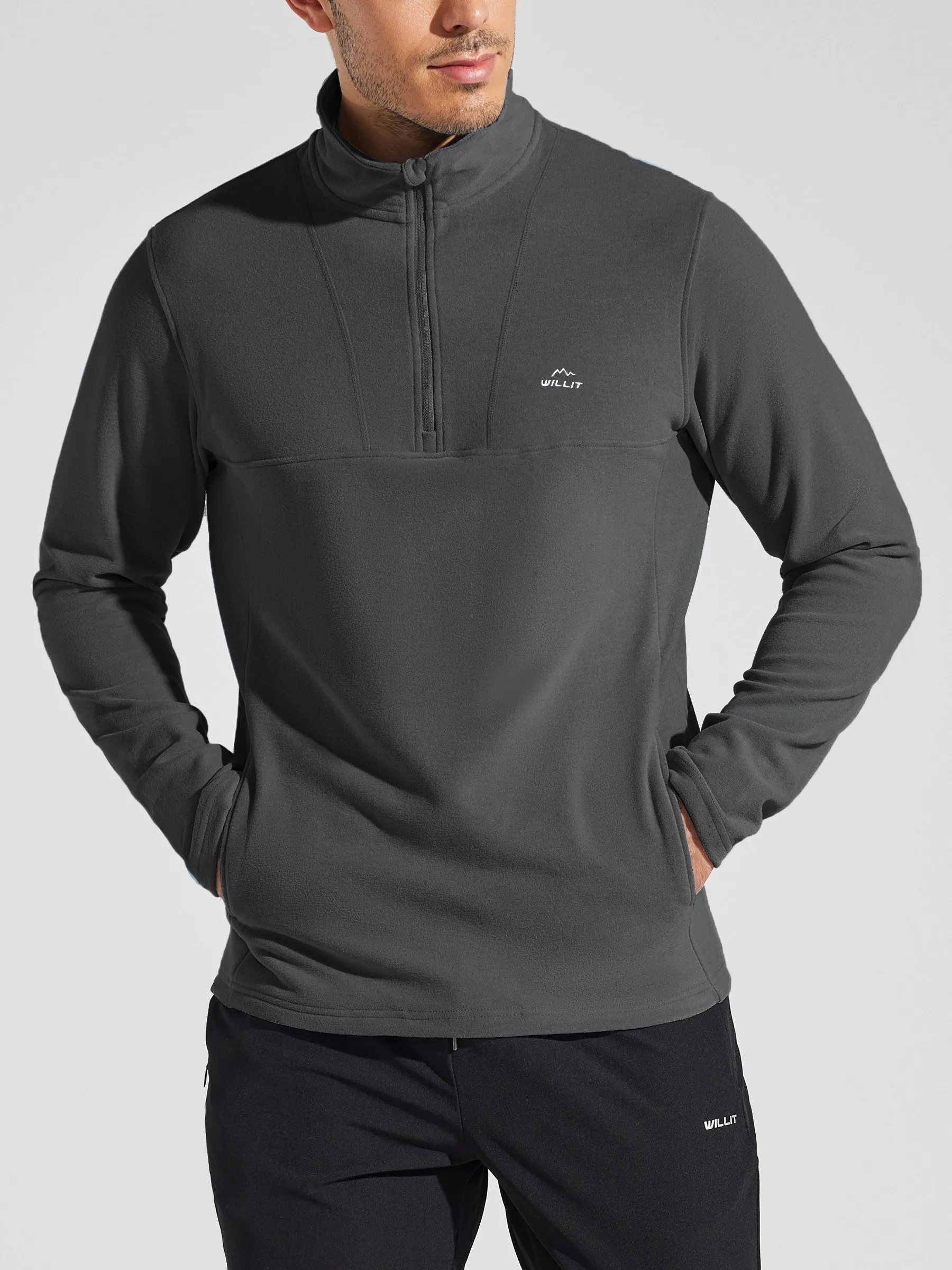 Men's Fleece Pullover Quarter Zip with Pockets