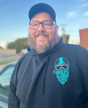 Midlife Classic Cars Adult Hoodie 1 Foot In The Grave