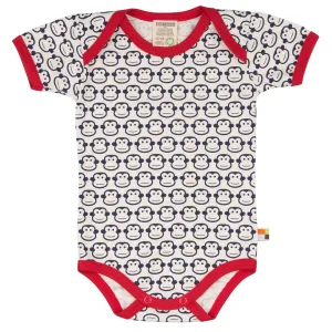 Monkey | Navy Blue | Short Sleeve Baby Bodysuit | GOTS Organic Cotton
