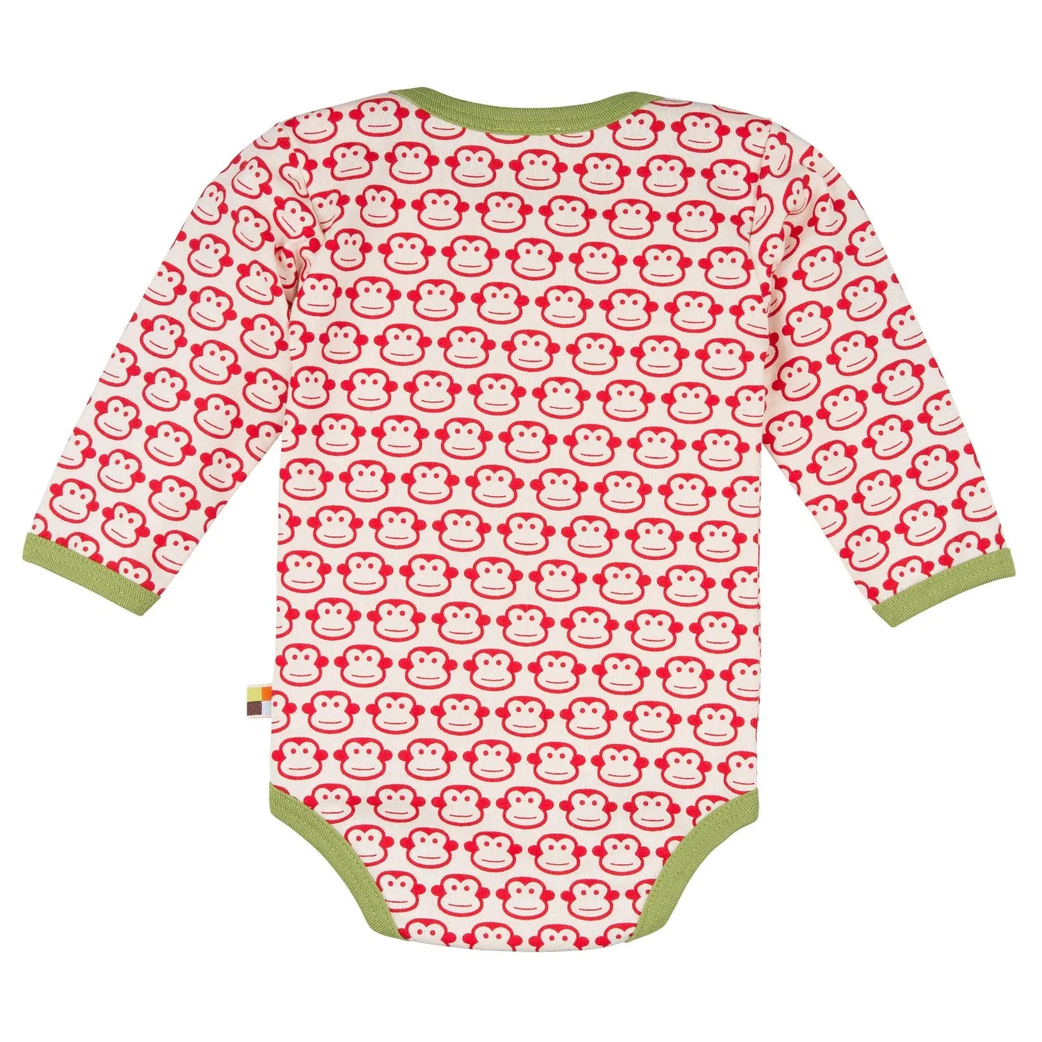 Monkey | Tomato Red | Long Sleeve Baby Bodysuit | GOTS Organic Cotton