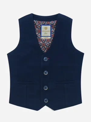 Navy Blue Herringbone Suit Waistcoat
