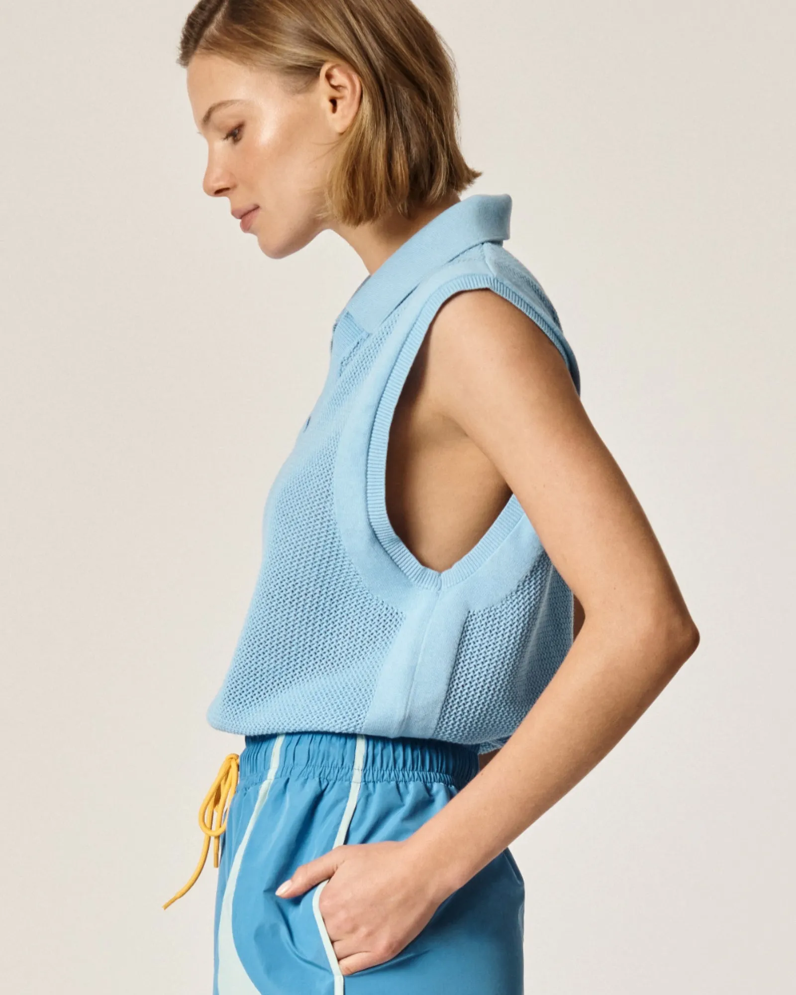 Oncept Kennedy Sleeveless Knit Polo in Skylight Blue