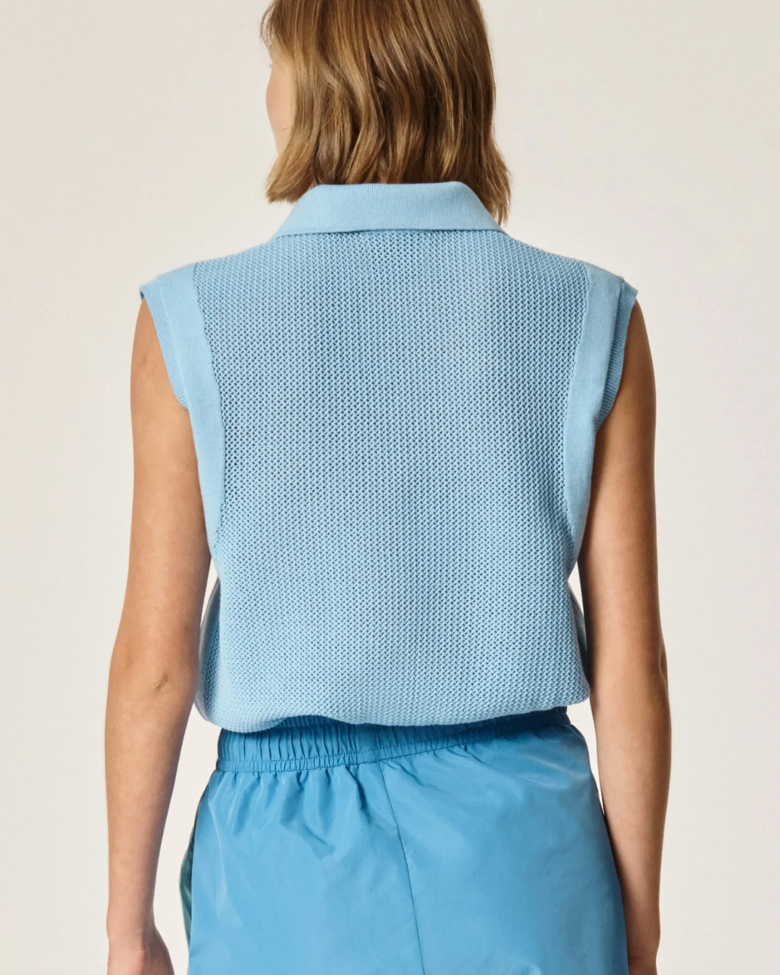 Oncept Kennedy Sleeveless Knit Polo in Skylight Blue