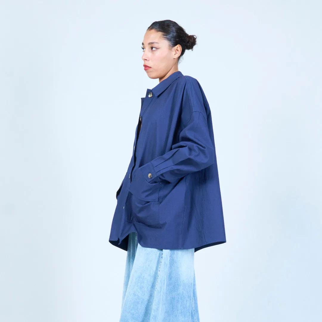 Oversized button-up shirt with patch pockets wholesale