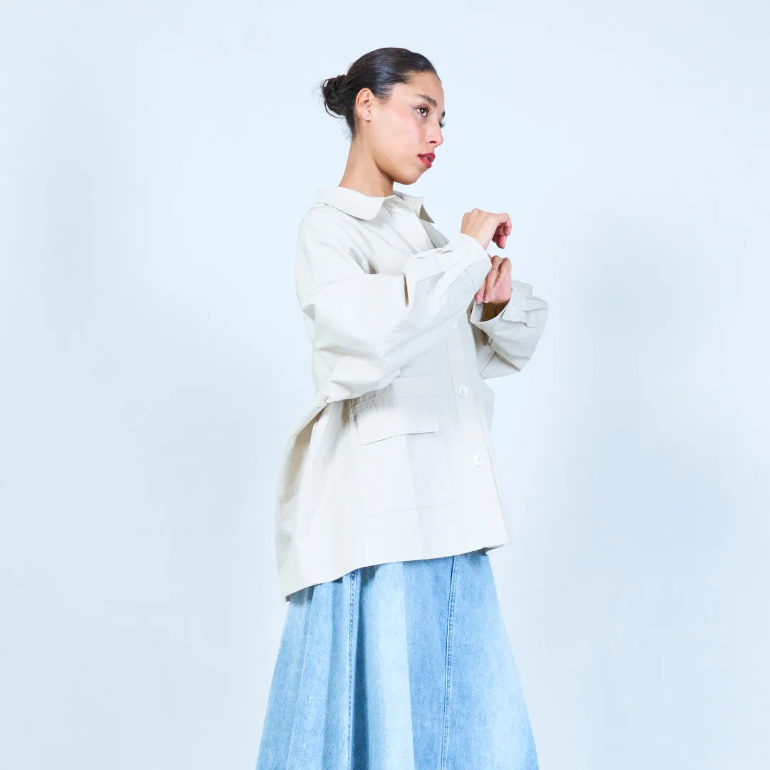 Oversized button-up shirt with patch pockets wholesale