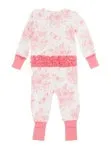 Pink Butterfly Garden Toile Ruffled Footie