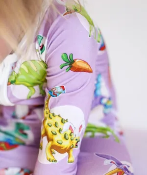 Pink/Purple Dino Easter Two Piece Bamboo Pajamas