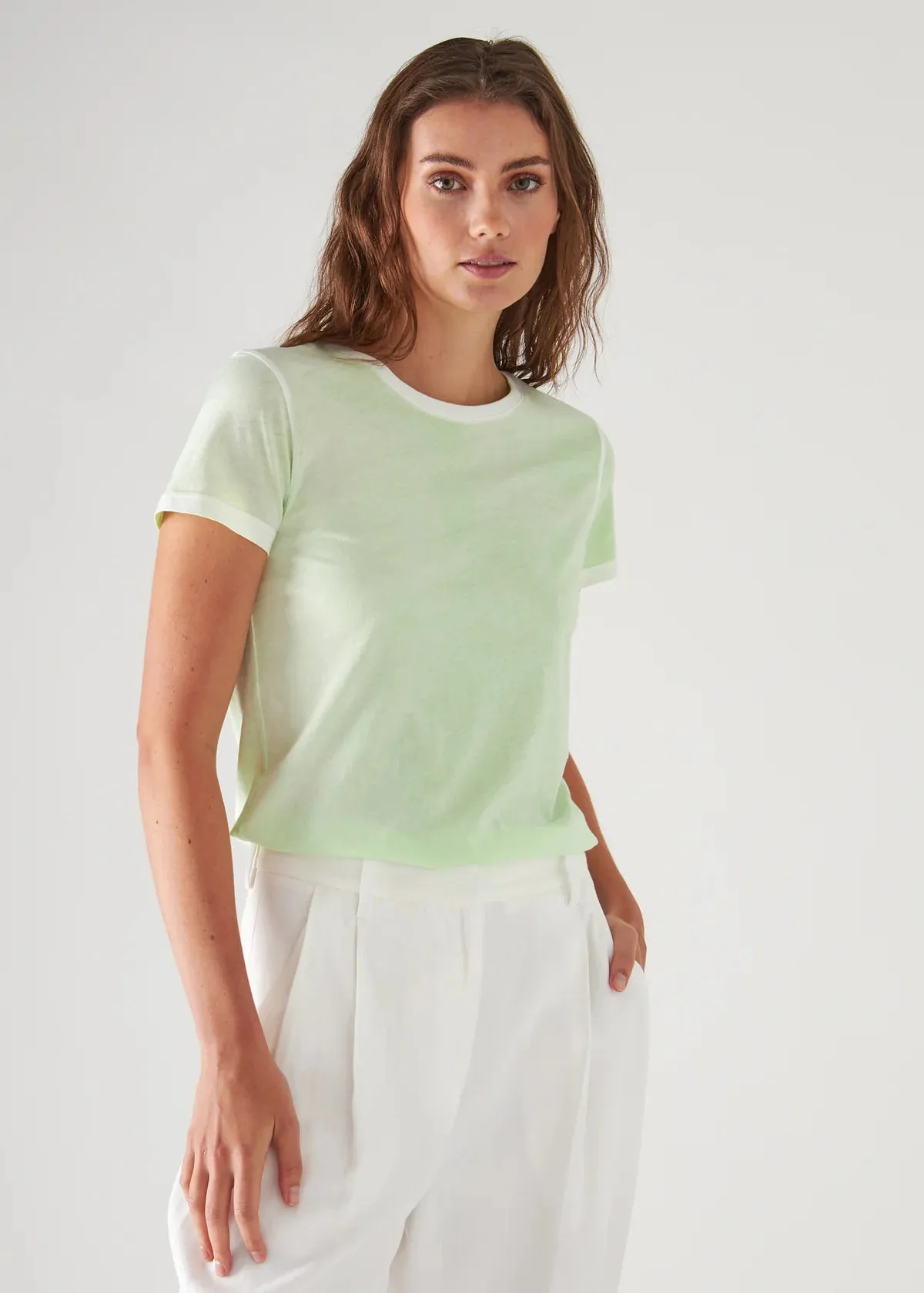 REVERSE SPRAY LIGHTWEIGHT PIMA COTTON TEE (ACID GREEN) - PATRICK ASSARAF