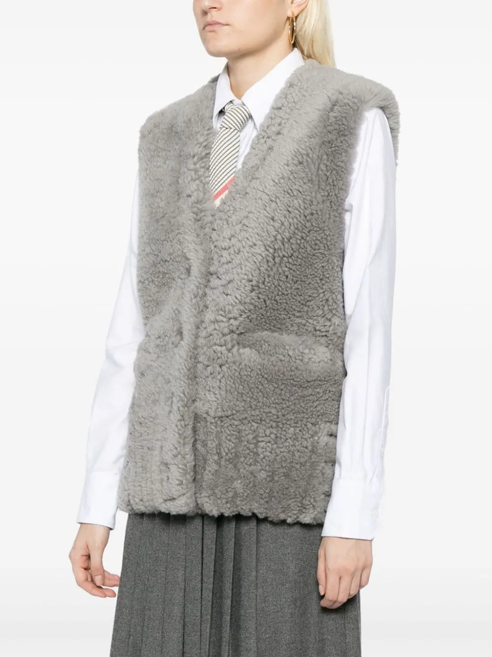 Shearling Cardigan Vest