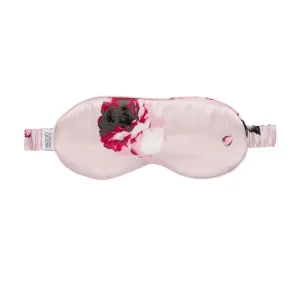 Silk Sleep Mask: Blush and Crimson Rose Print