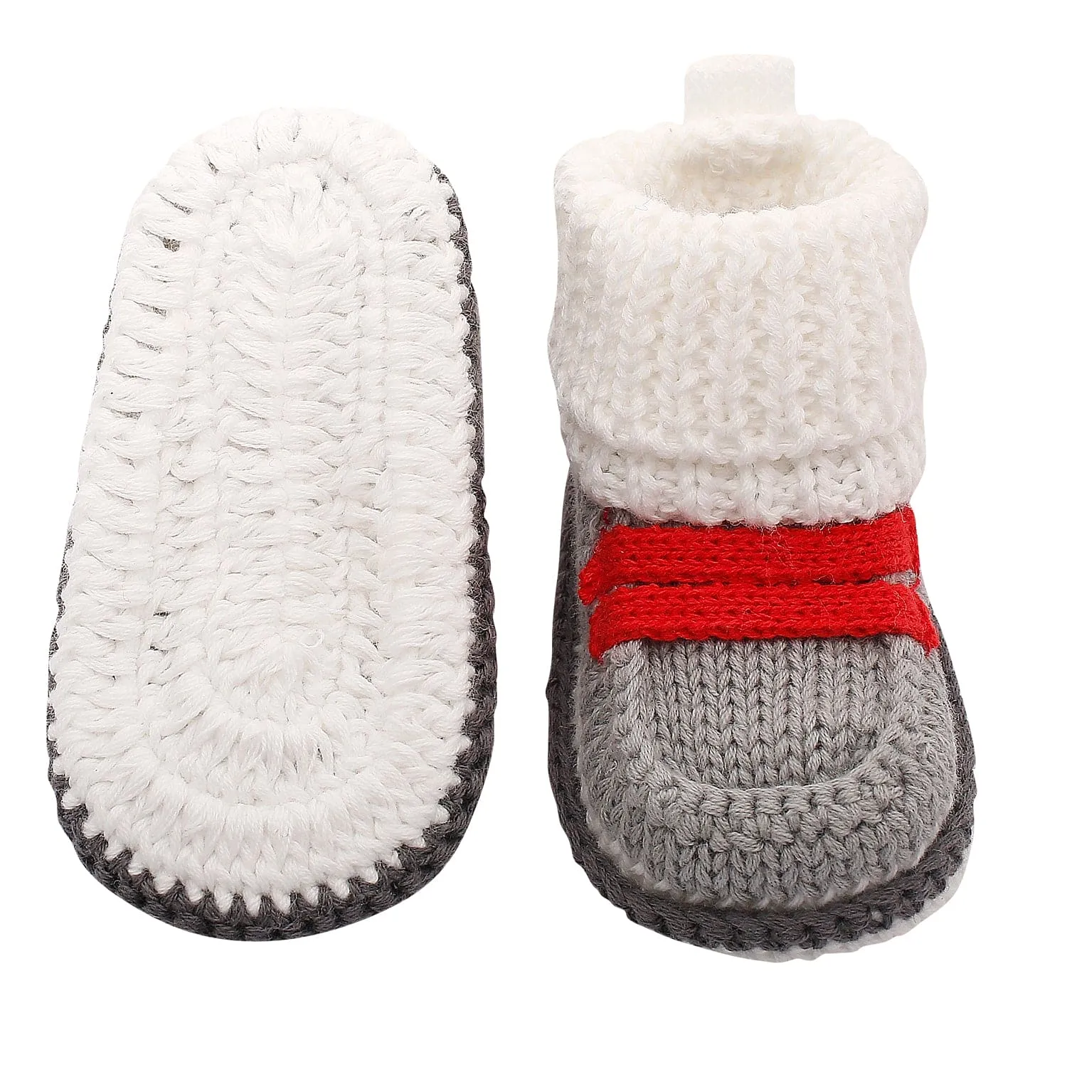 Smart Grey And Red Socks Booties