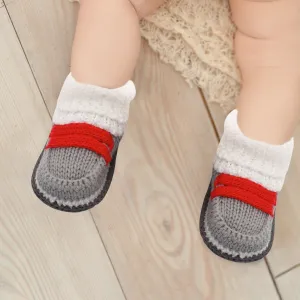 Smart Grey And Red Socks Booties