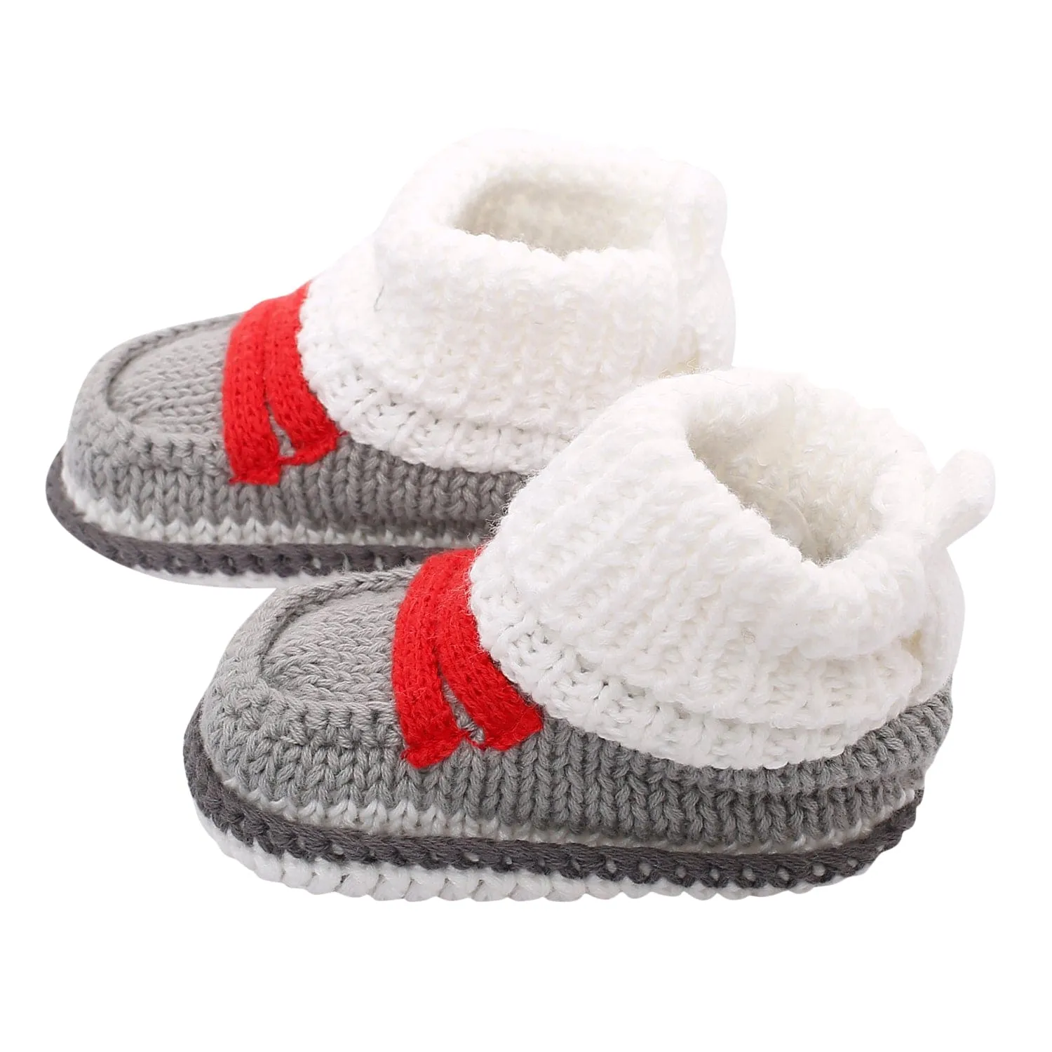 Smart Grey And Red Socks Booties