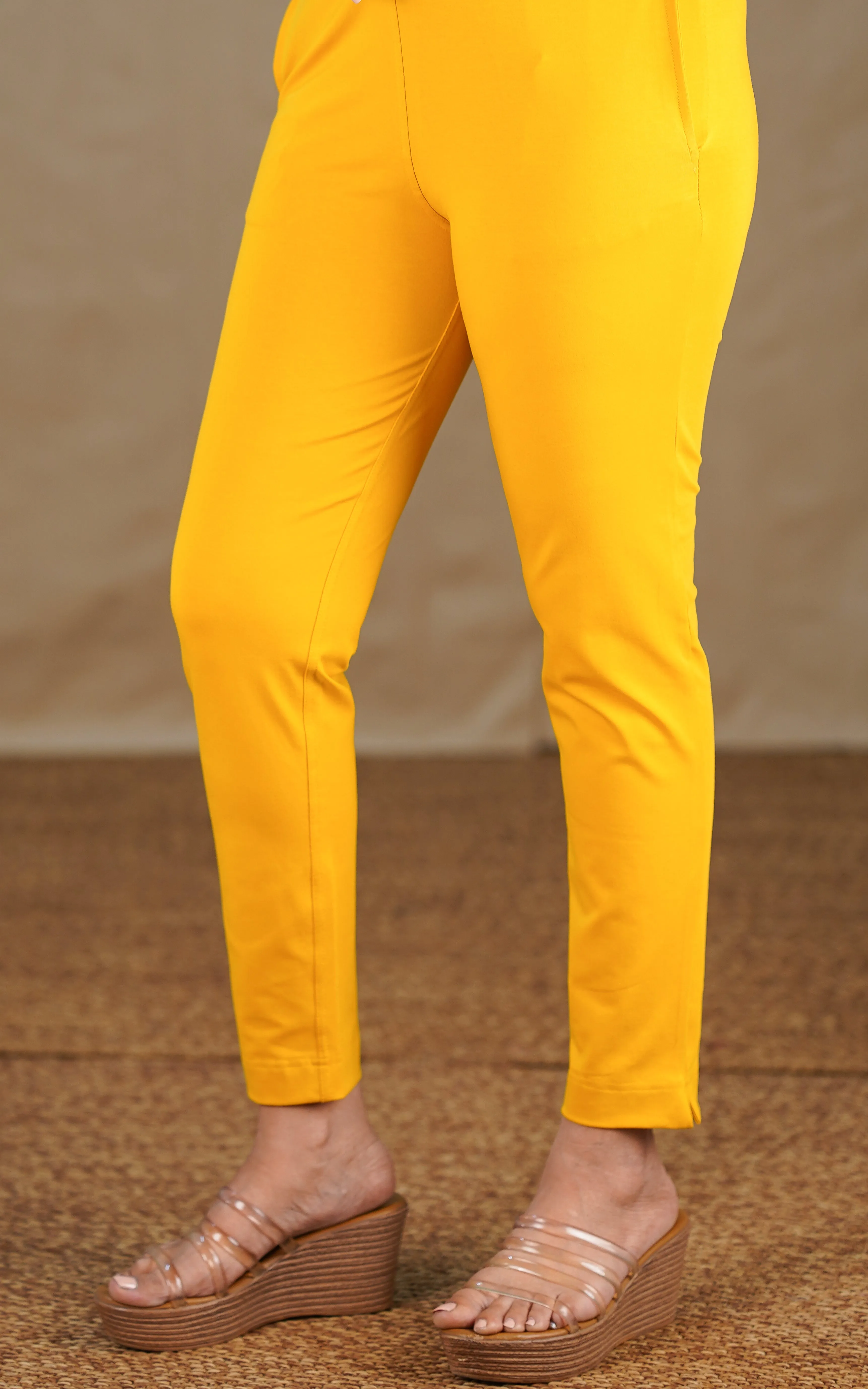 Straight Fit Stretchable Pant Gold