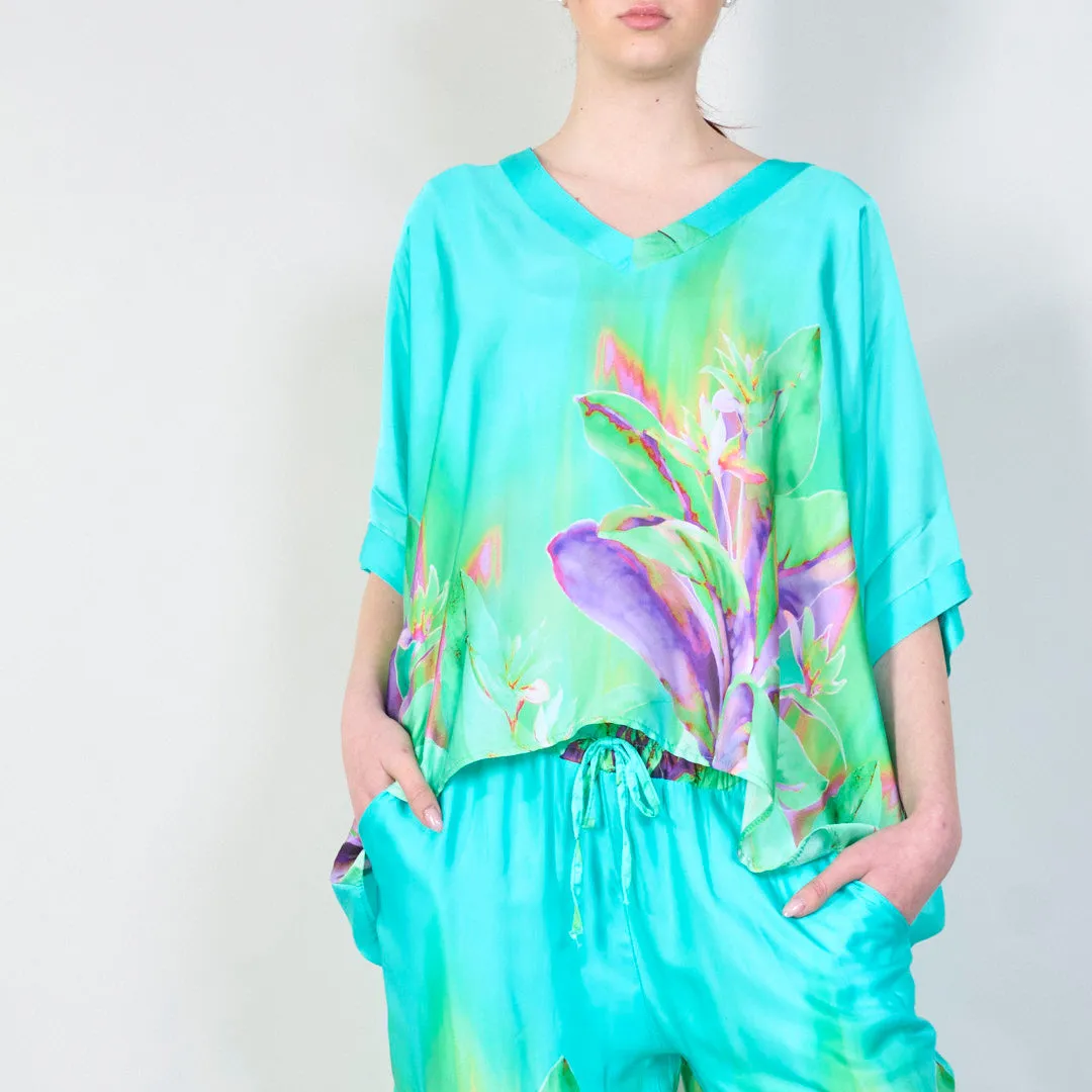 Tropical paradise gradient flowy blouse wholesale