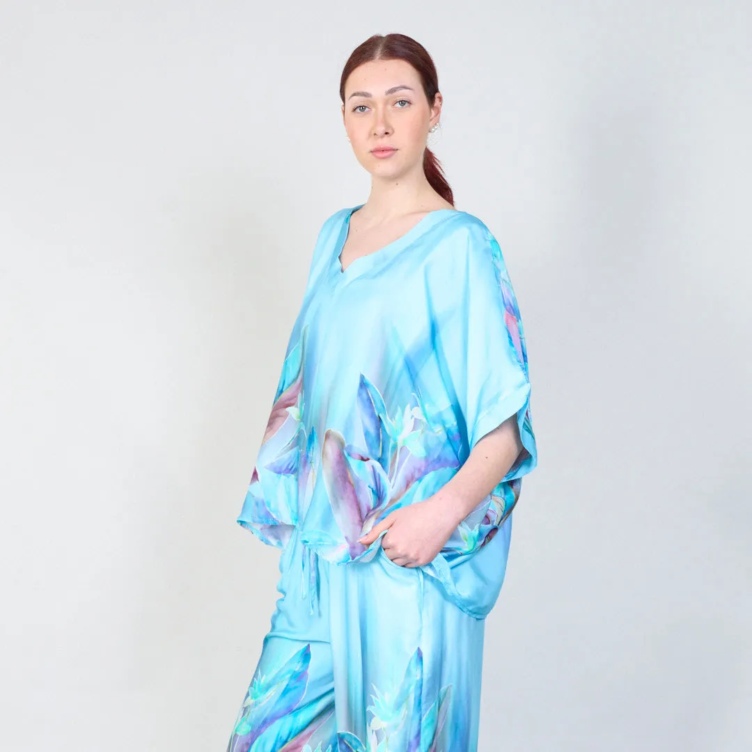 Tropical paradise gradient flowy blouse wholesale