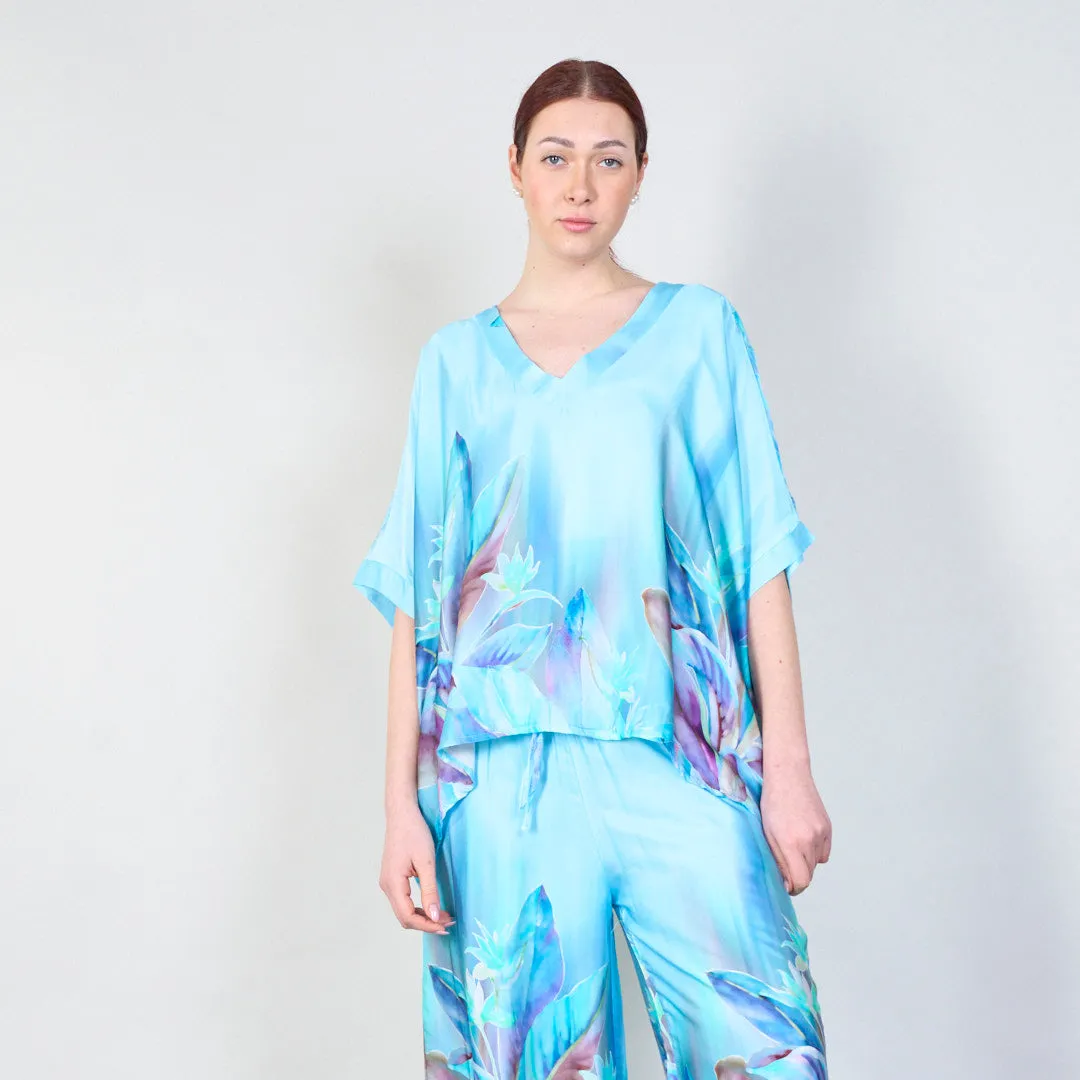 Tropical paradise gradient flowy blouse wholesale