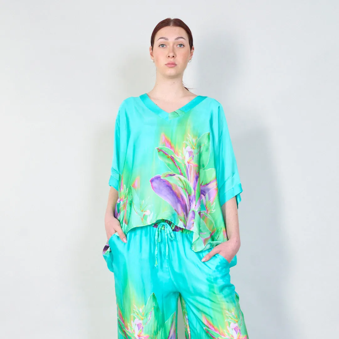 Tropical paradise gradient flowy blouse wholesale