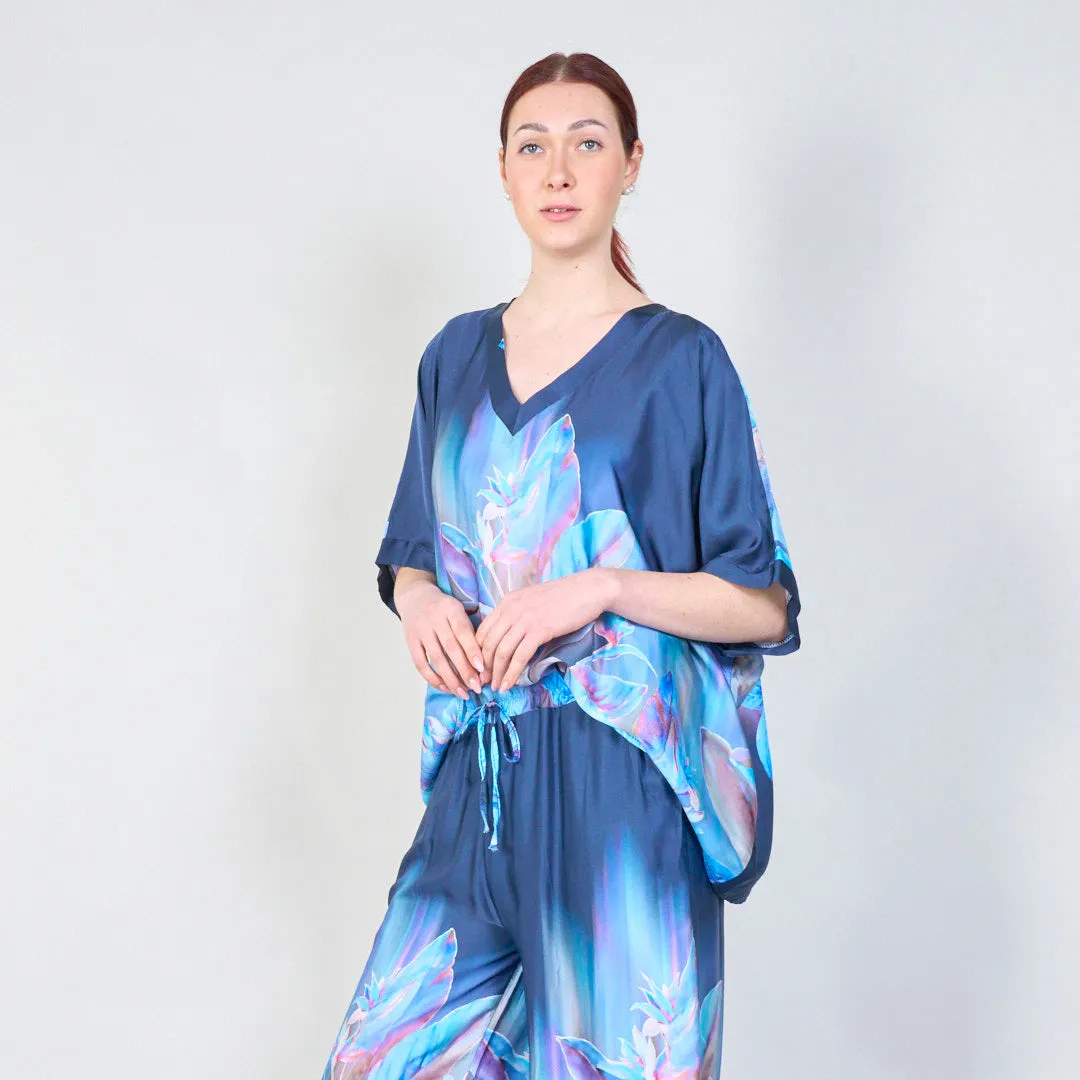Tropical paradise gradient flowy blouse wholesale