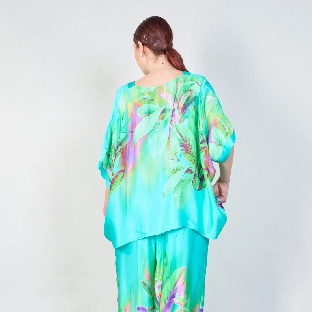 Tropical paradise gradient flowy blouse wholesale
