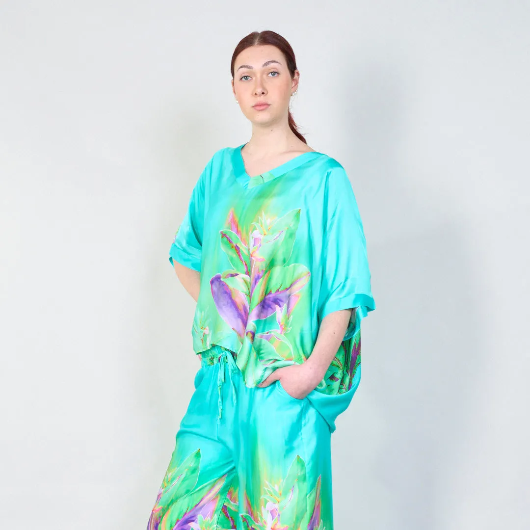 Tropical paradise gradient flowy blouse wholesale