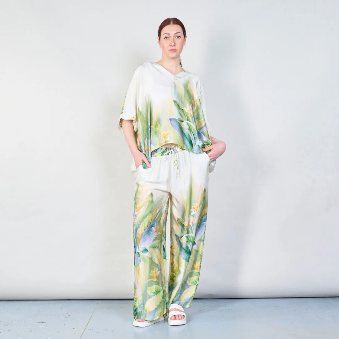 Tropical paradise gradient flowy blouse wholesale