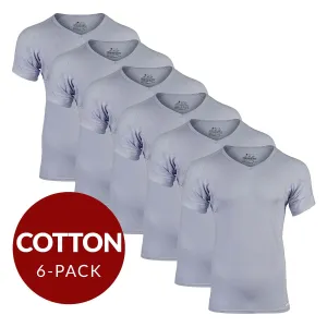 V-Neck Cotton Sweat Proof Undershirt For Men - Grey 6-Pack