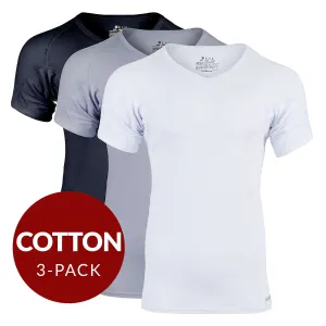 V-Neck Cotton Sweat Proof Undershirt For Men - Mix 3-Pack (1x White, Black, Grey)