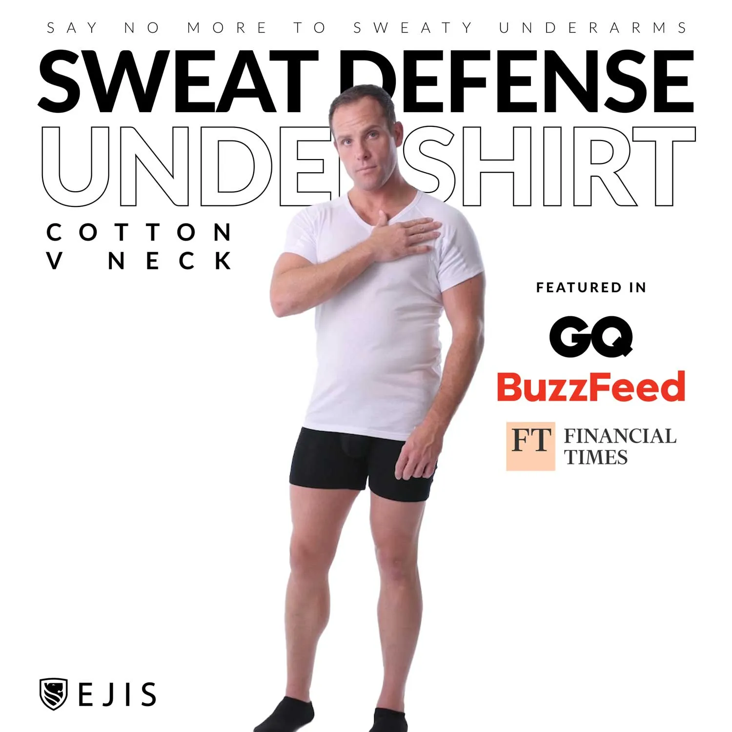 V-Neck Cotton Sweat Proof Undershirt For Men - Mix 3-Pack (1x White, Black, Grey)