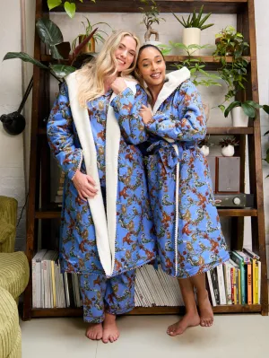 Womens Cosy Robe Blue Woodland Creatures