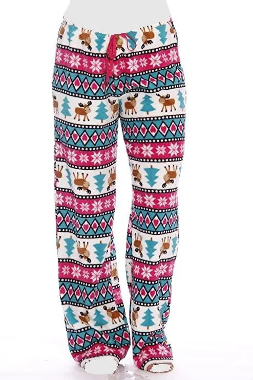 Women's Cozy Pajama Set Plush Holiday Pants and Cotton Soft Heart T shirt by Just Love