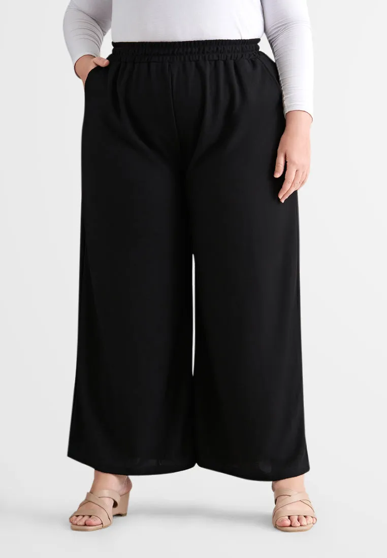Wren Waffle Work Wide Legs Pants - Black