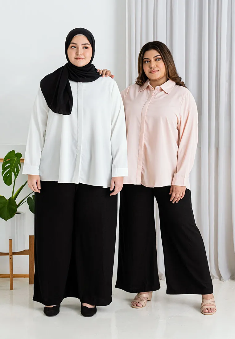 Wren Waffle Work Wide Legs Pants - Black